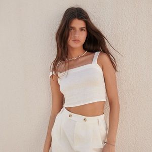 NWOT Madewell Linen-Blend Abbie Crop Top